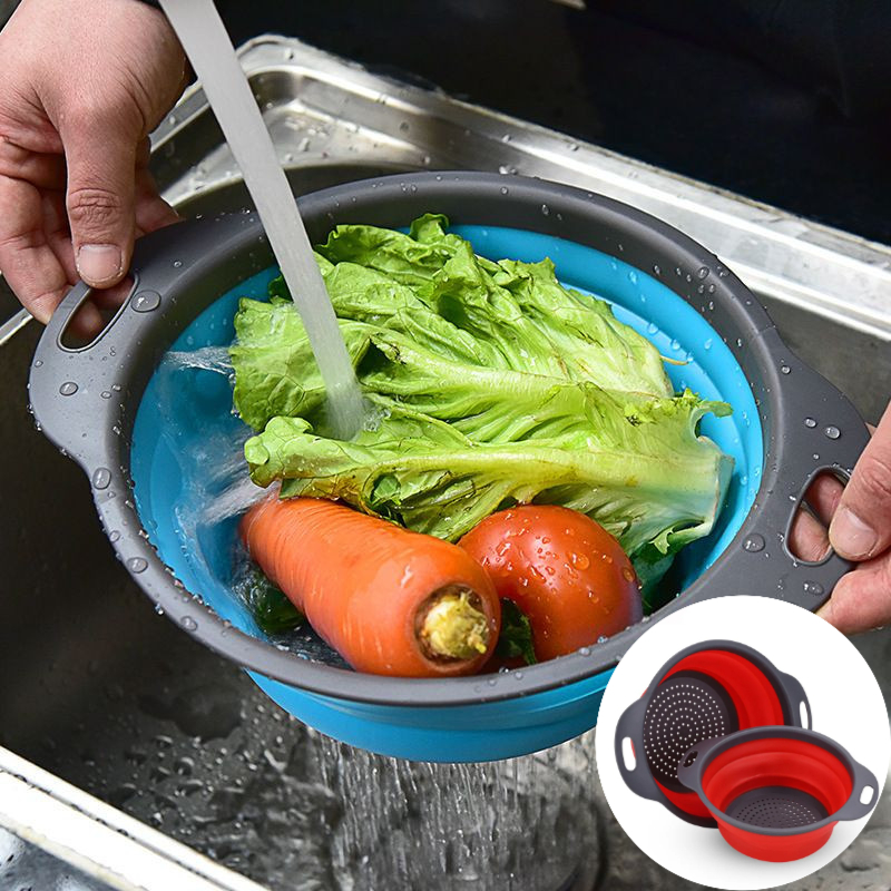 Kitchen Gadgets Store - 접이식 실리콘 스트레이너 손잡이 포함-식품 등급