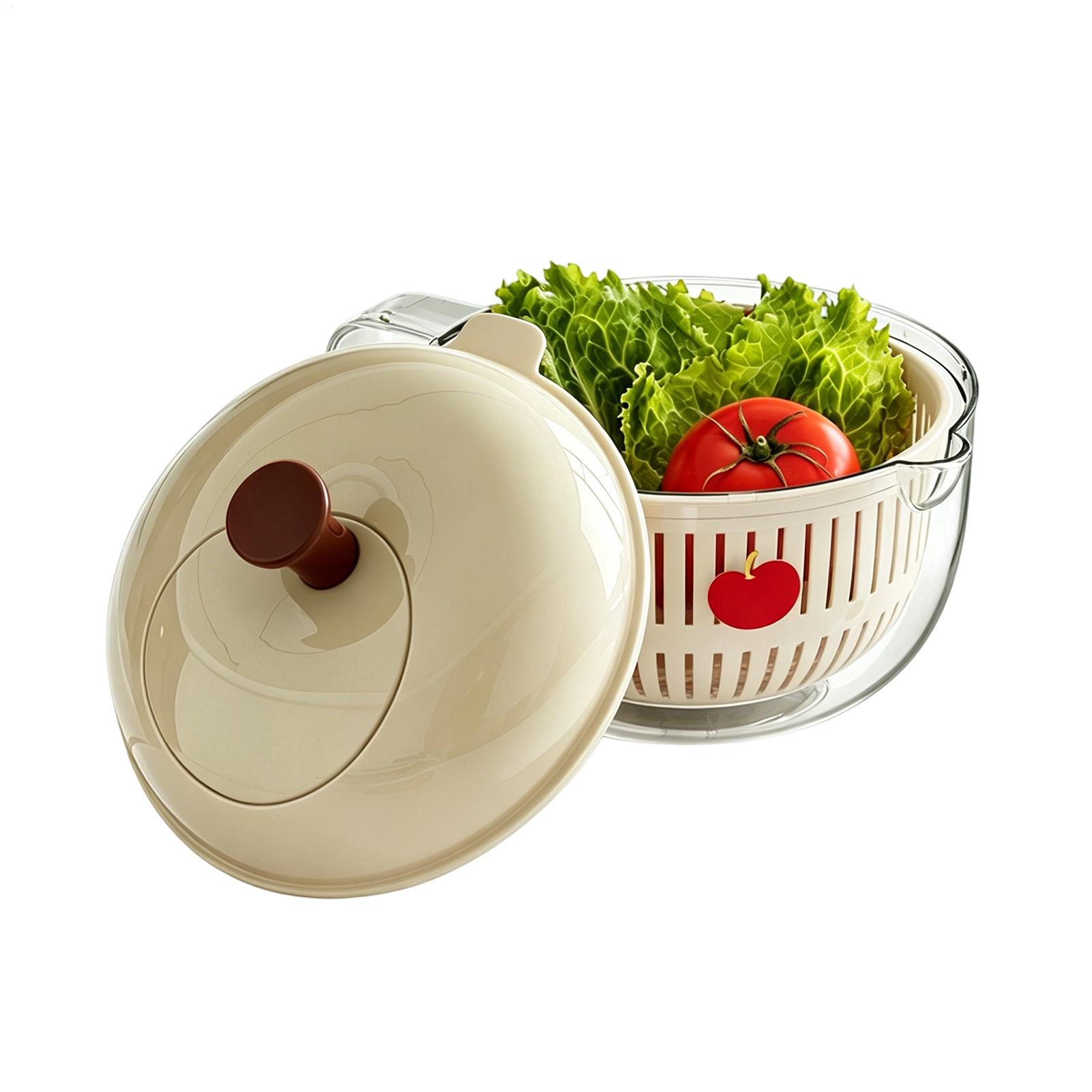 Salad Spinner - 애플 디자인 야채 세척기, 이중 배수