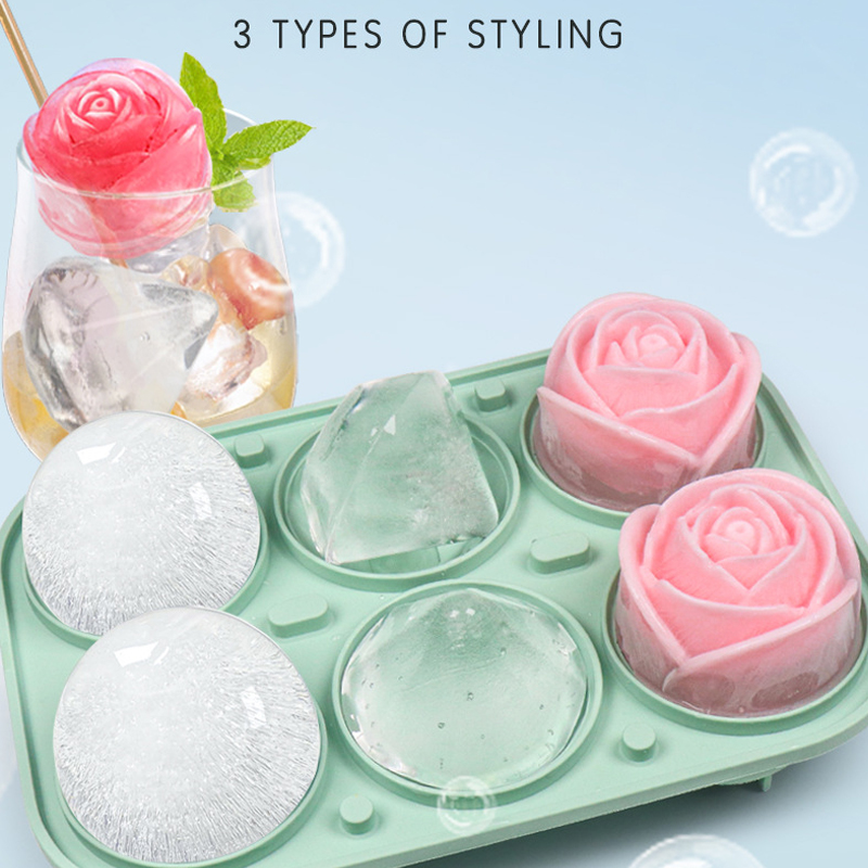 Kitchen Gadgets Baking - 3D 로즈 다이아몬드 라운드 아이스 큐브