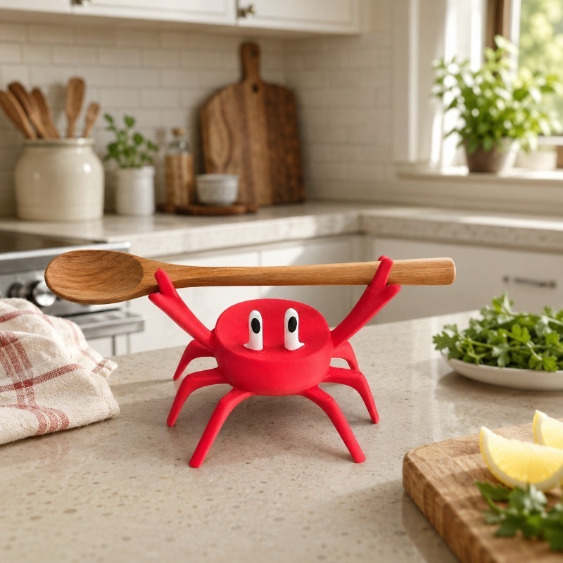 Kitchen Gadgets To Gift - 빨간 게 모양 수저 받침대, 귀여운