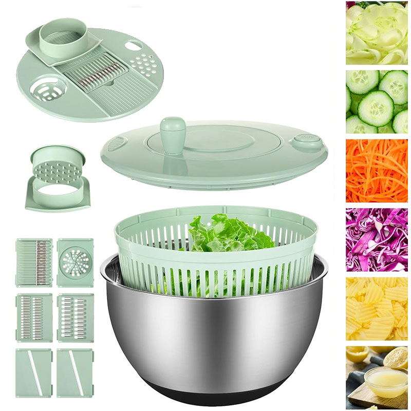 Salad Spinner - 스테인리스 스틸 샐러드 스피너 슬라이서 세트