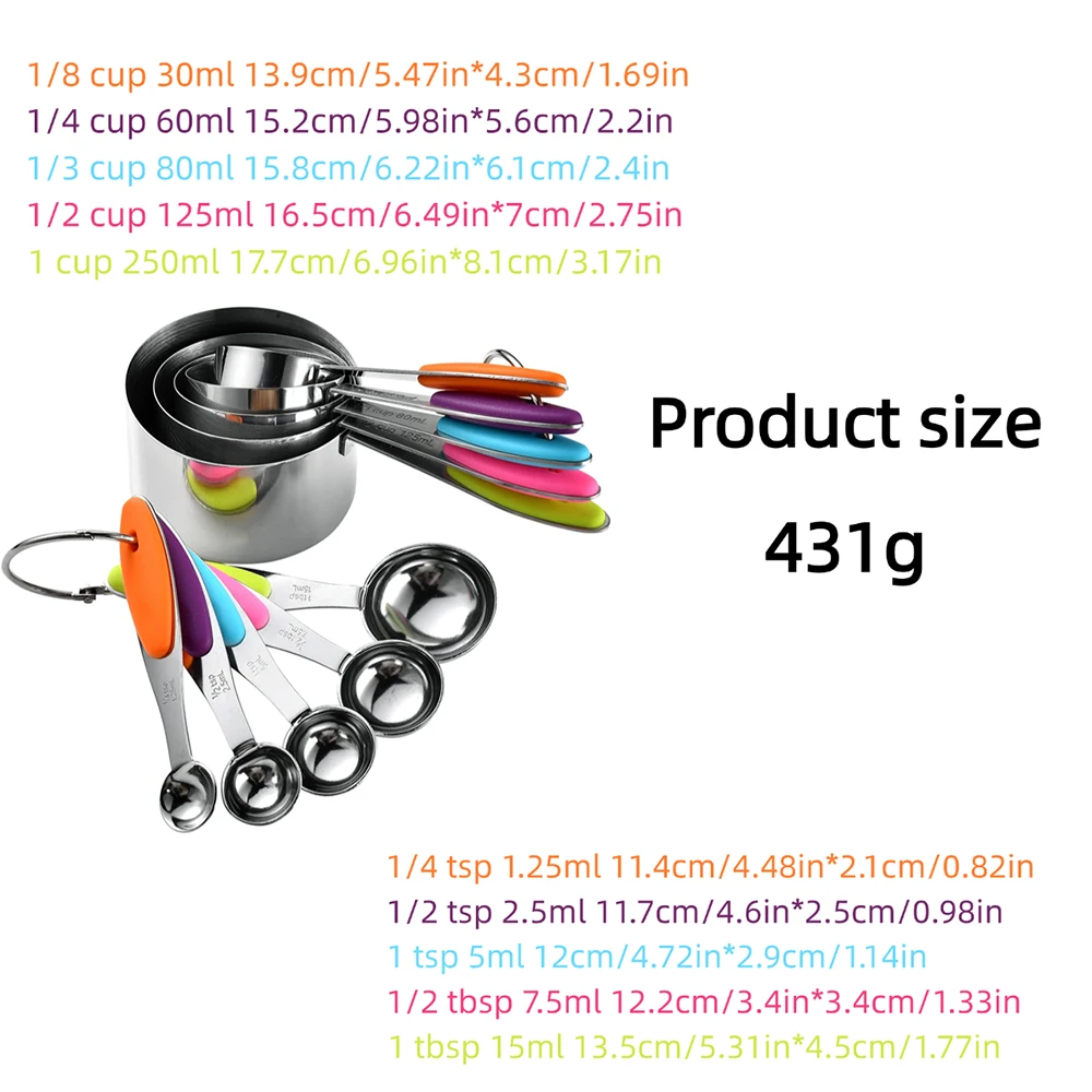 5/10Pcs 스테인레스 스틸 측정 컵과 숟가락 세트  - Kitchen Gadgets Pakistan 리뷰 및 가격