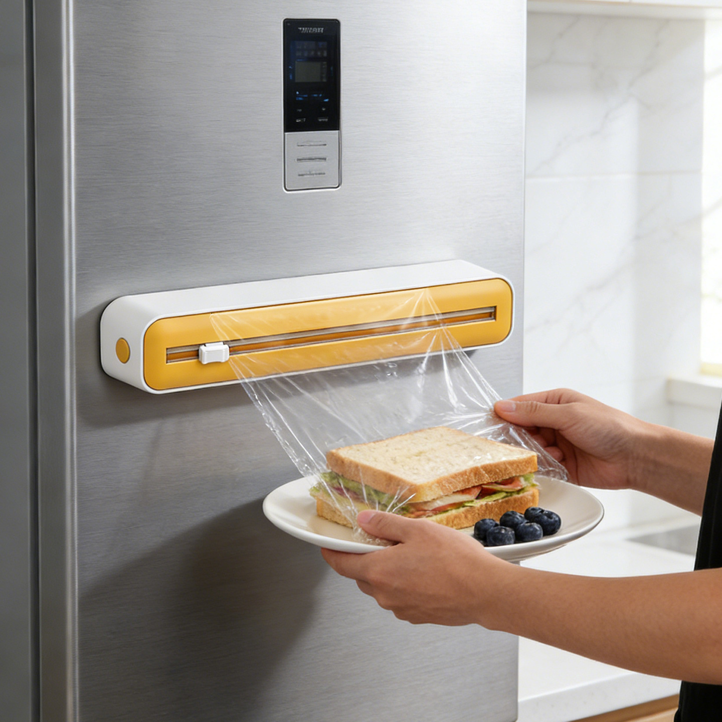 벽걸이형 자석식 플라스틱 랩 디스펜서 (커터 슬라이드  - Kitchen Gadgets To Have 리뷰 및 가격