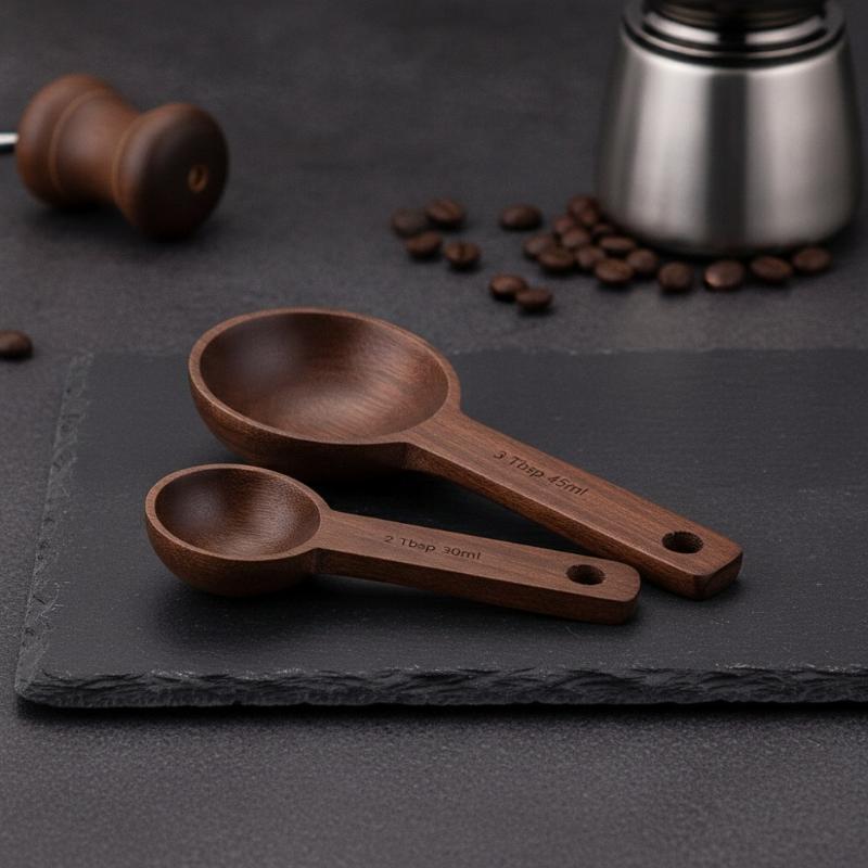 나무 계량 스푼 7.5-45ML 휴대용 너도밤나무 호두 - Kitchen Gadgets To Gift 리뷰 및 가격