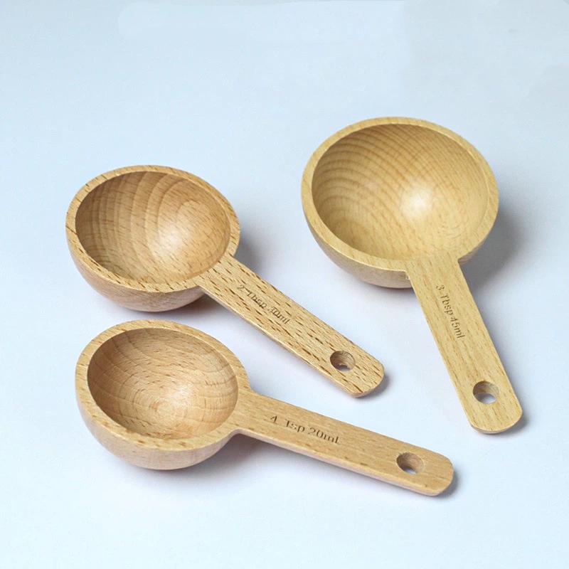 나무 계량 스푼 7.5-45ML 휴대용 너도밤나무 호두 - Kitchen Gadgets To Gift 리뷰 및 가격