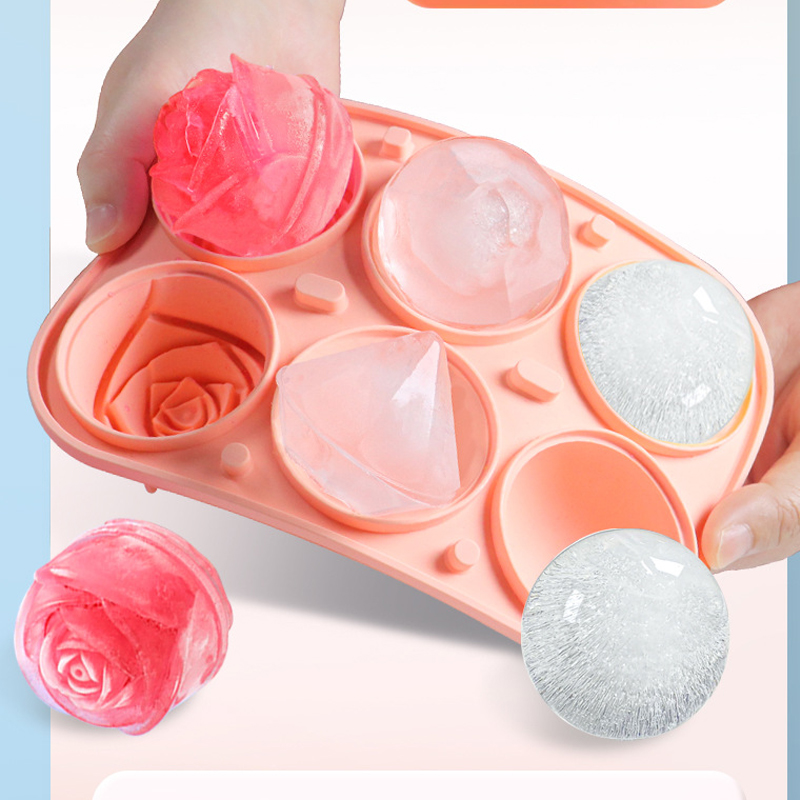 3D 로즈 다이아몬드 라운드 아이스 큐브 금형 4/6  - Kitchen Gadgets Baking 리뷰 및 가격