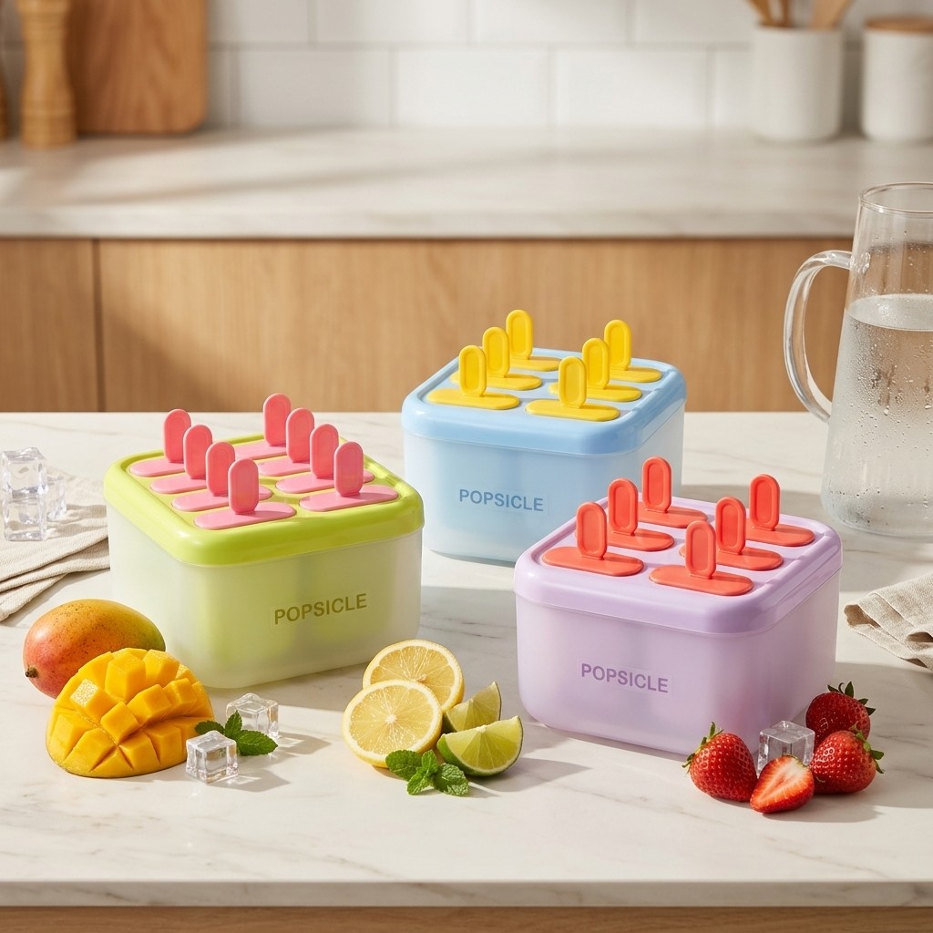 8칸 플라스틱 아이스바 몰드 재사용 가능한 아이스팝 메 - Kitchen Gadgets For Kids 리뷰 및 가격