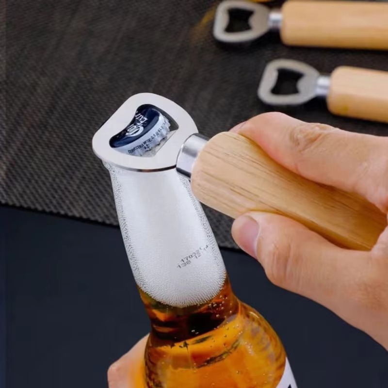 스테인레스 스틸 나무 병따개 가정용 주방 바 레스토랑  - Kitchen Gadgets To Gift 리뷰 및 가격