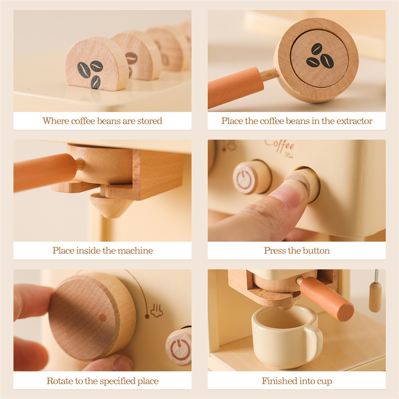 어린이 나무 몬테소리 장난감 세트 어린이 커피 기계 주 - Kitchen Gadgets For Kids 리뷰 및 가격